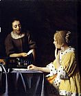 Johannes Vermeer Mistress and Maid painting